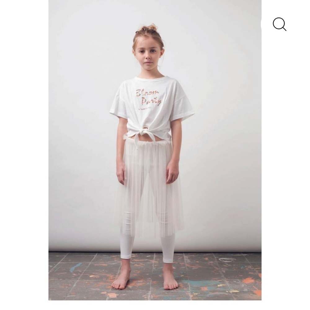 White Kids T-Shirt with 'Bloom Party' Print by Tocoto Vintage